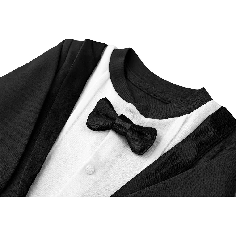 Lilax Baby Black Boy Gentleman Tuxedo Footie Christmas Holiday Outfit NEWBORN